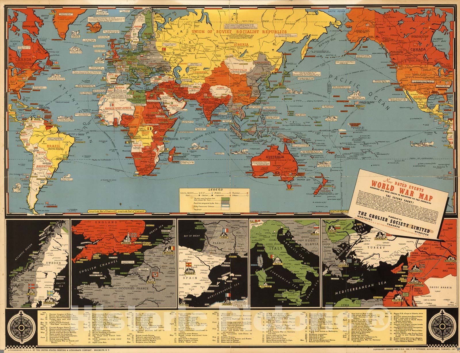 World War II: Dated Events Map - Pictorial Map, 1942