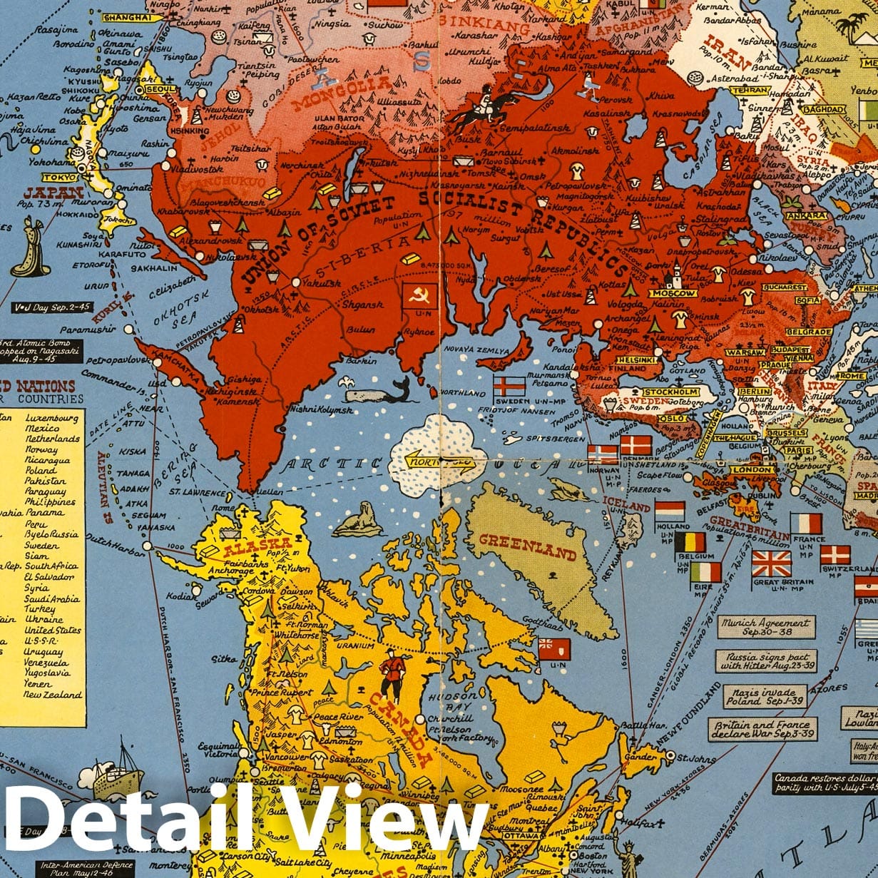 World War II: Global Theater - Pictorial Map, 1948