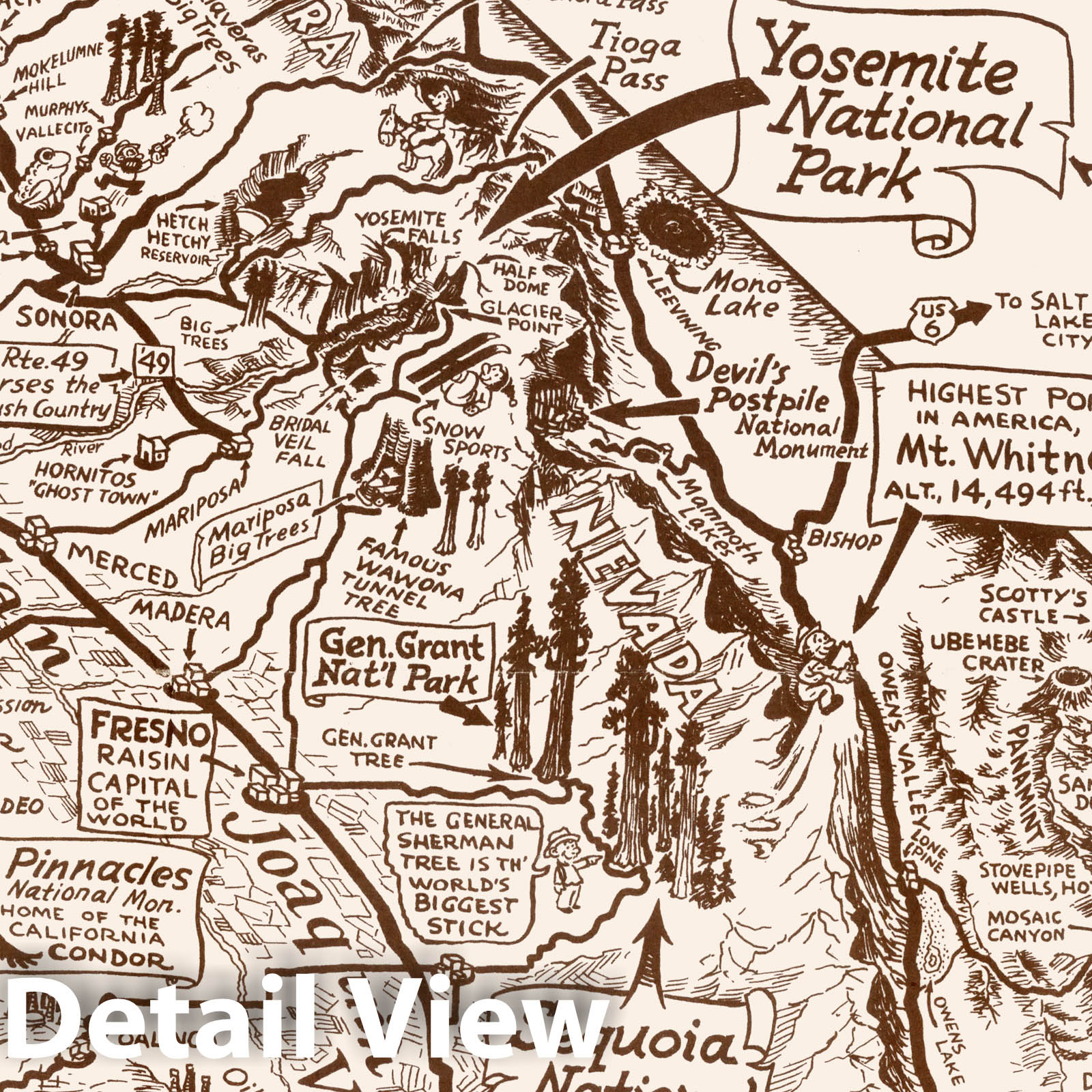 California - Pictorial Map, 1939 - Reg Manning Cartoon Map Print