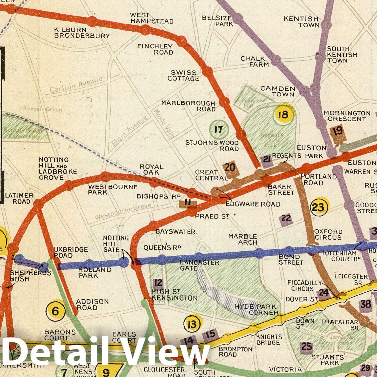 London Underground Railways - Pictorial Map, 1911