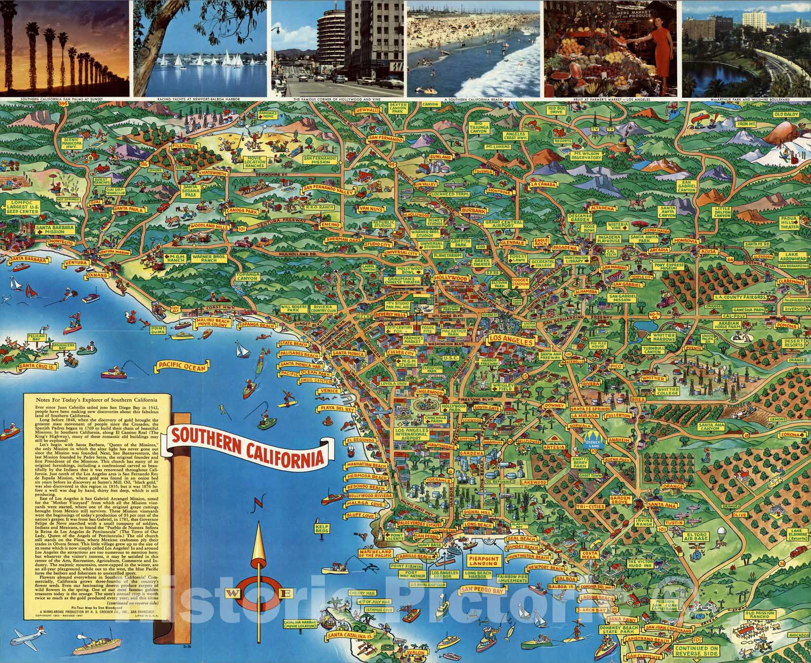 Southern California - Pictorial Map, 1965 - Historical Map Print