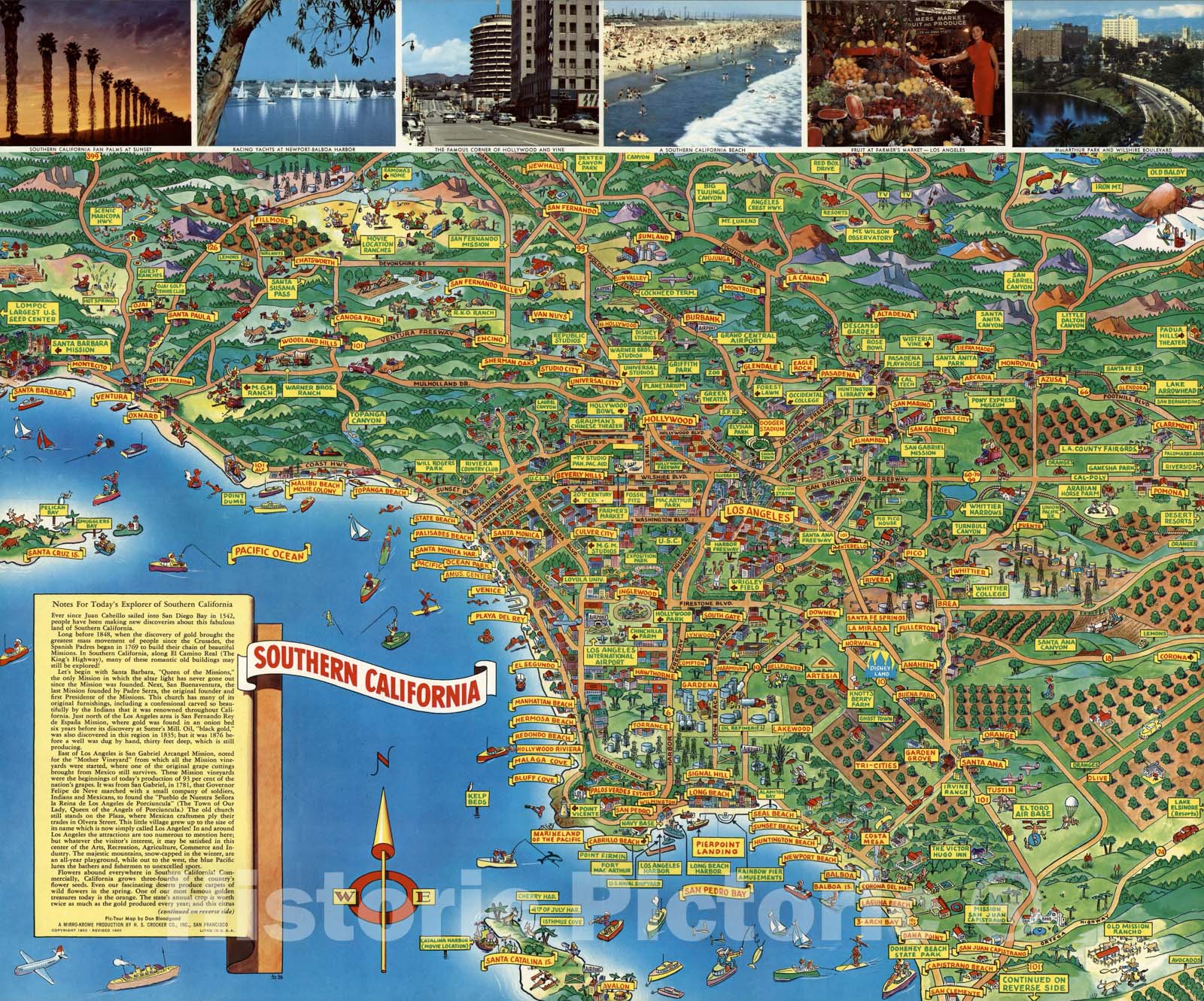 Historic Map - A Pic-Tour Map of Southern California. Where to Go How to See What to Do. Southern California, 1965 - Vintage Wall Art