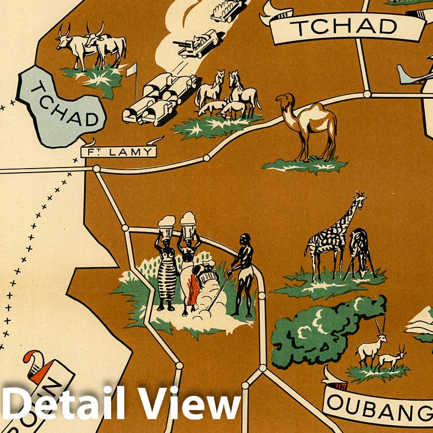 French Equatorial Africa - Pictorial Map, 1951