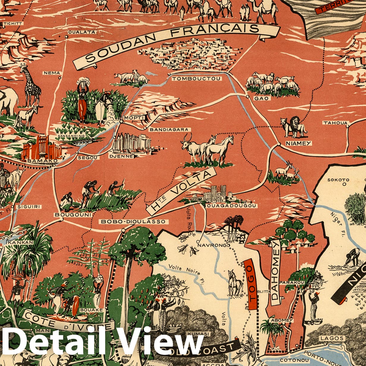 French West Africa - Pictorial Map, 1951
