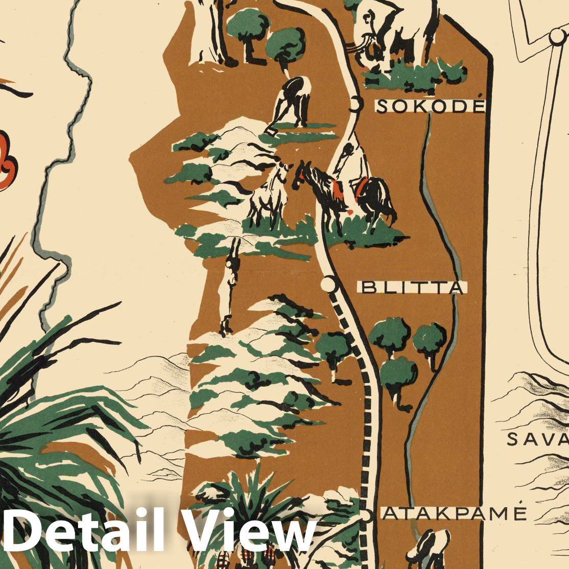 Togo - Pictorial Map, 1951 - Historical Map Reproduction