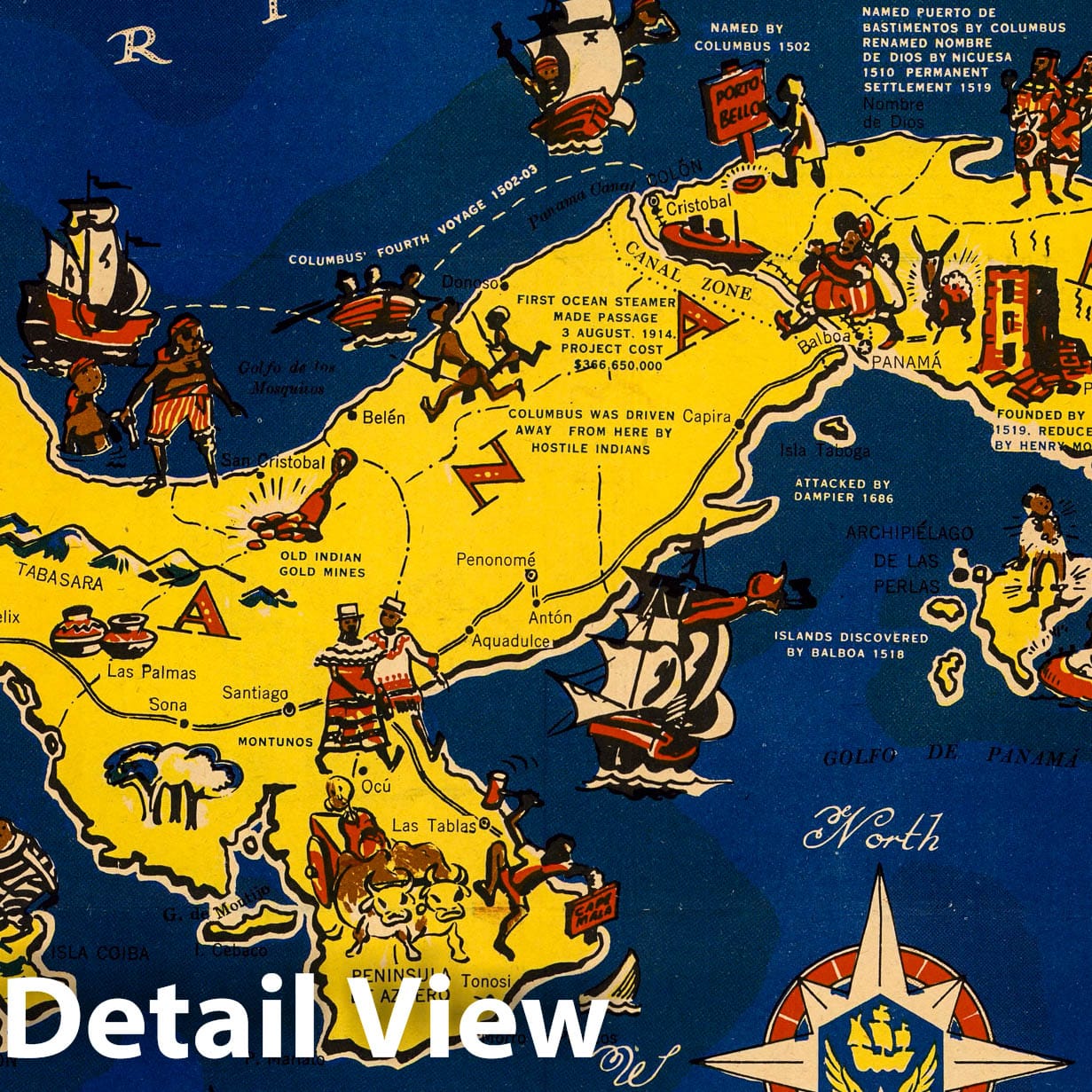Panama - Pictorial Map, 1944 - Historical Map Reproduction
