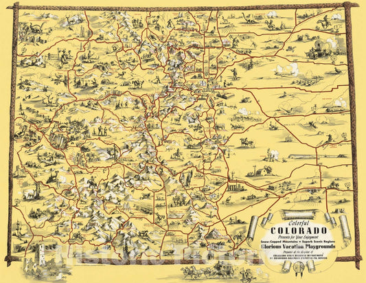 Historic Map - Colorful Colorado. 1941 - Vintage Wall Art
