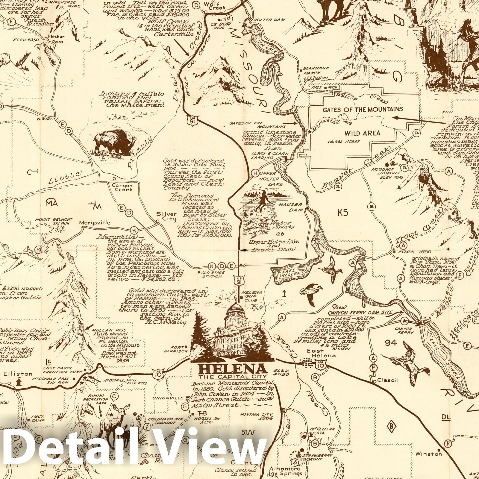 Helena, Montana - Pictorial Map, 1957
