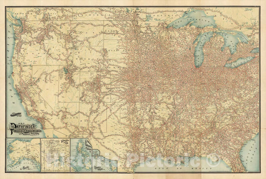 Historic Map : ABC The Pathfinder Railway Guide Map, Western Section, 1902 - Vintage Wall Art