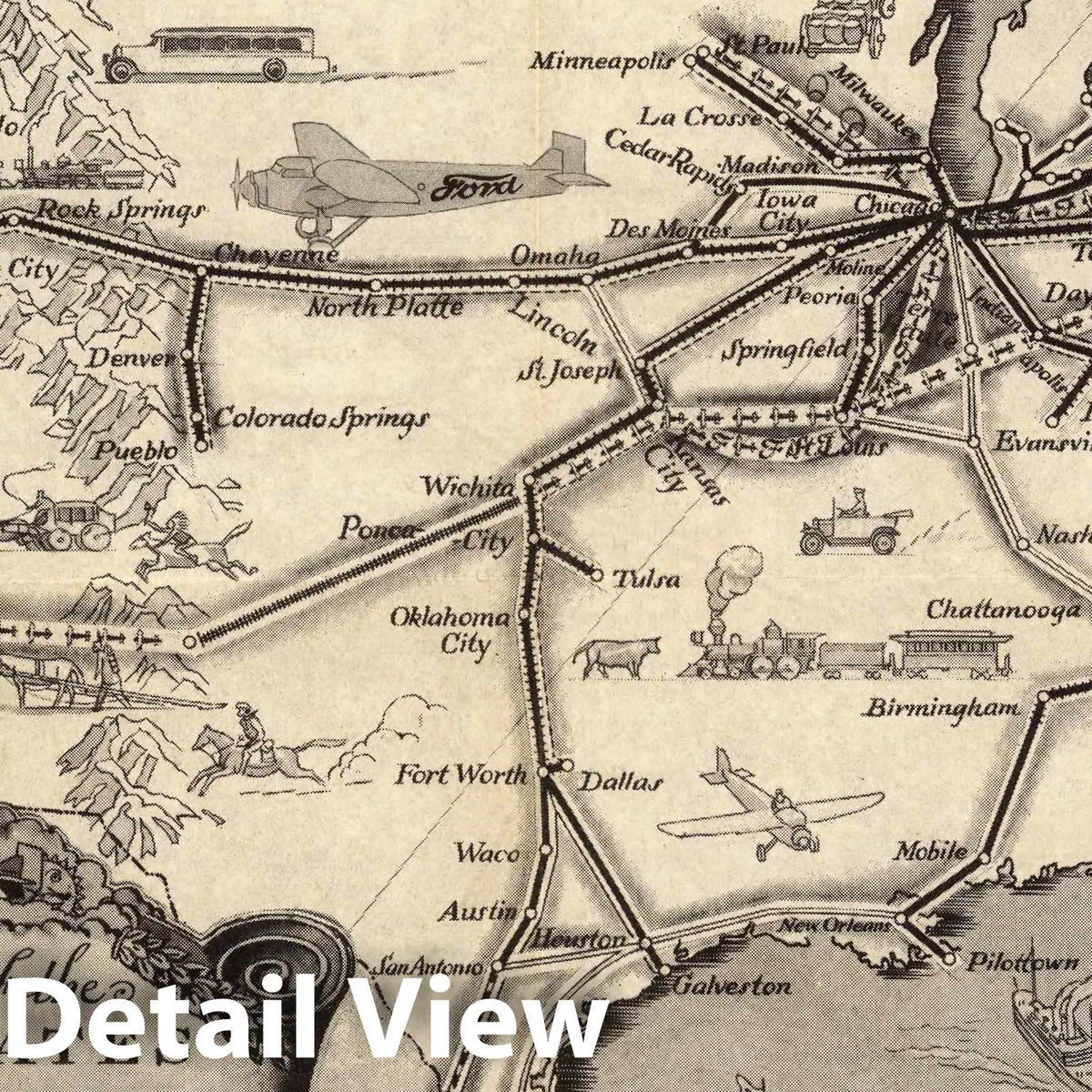 Airway Map of the United States - World Airline Routes, 1928