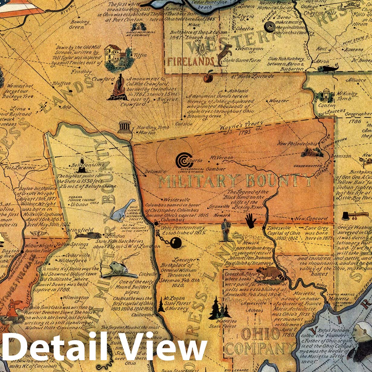 Ohio - Pictorial Map, 1939 - Historical Map Print