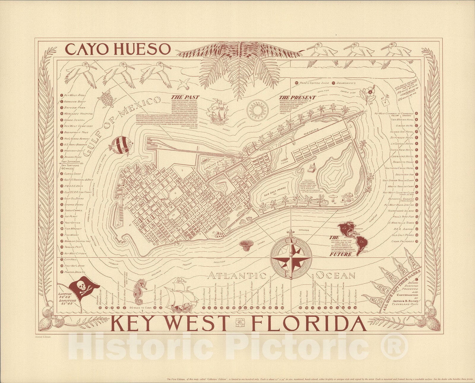 Historic Map : Key West (Fl.), Key West, Florida. Cayo Hueso. 1941 , Vintage Wall Art