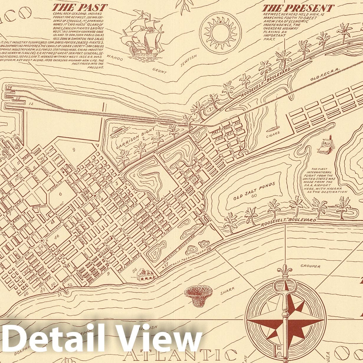 Key West, Fl - Pictorial Map, 1941 - Historical Map Print