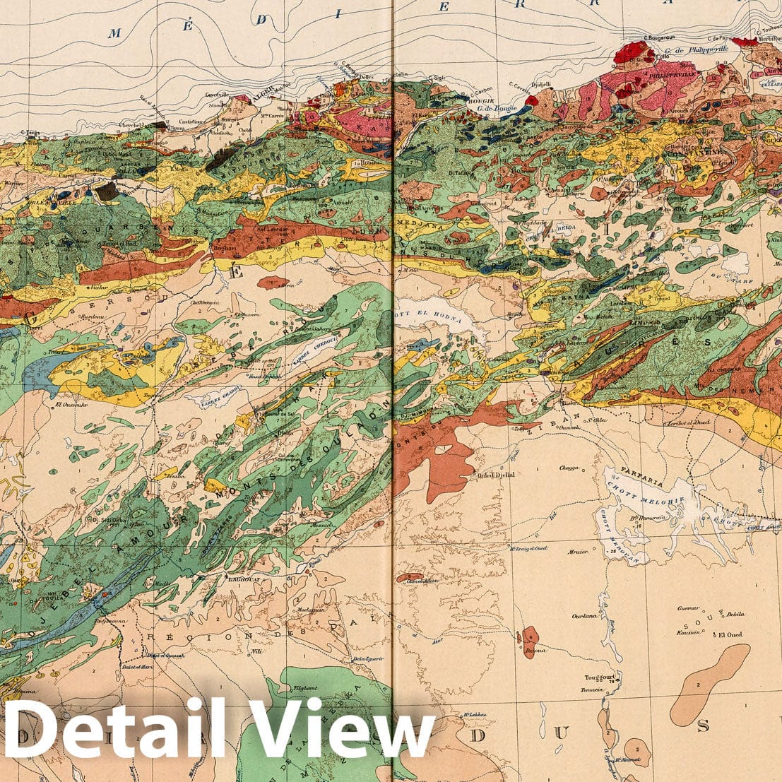 Algeria - Geological Map, 1925 - Historical Map Print