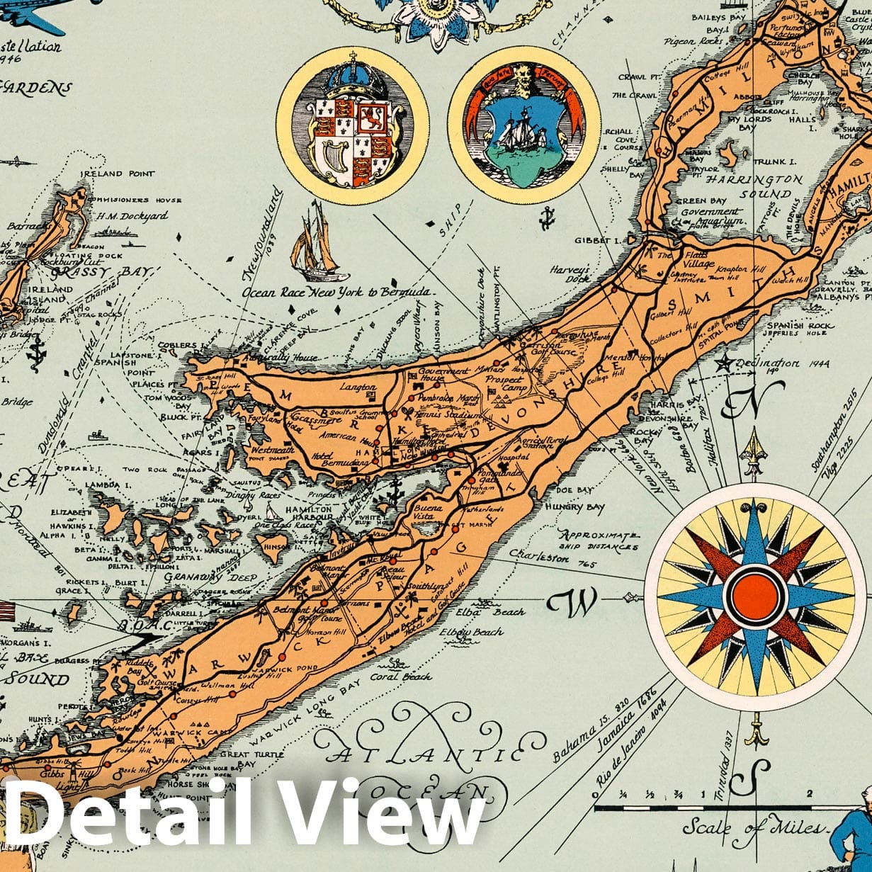 Bermuda - Pictorial Map, 1947 - Historical Map Print