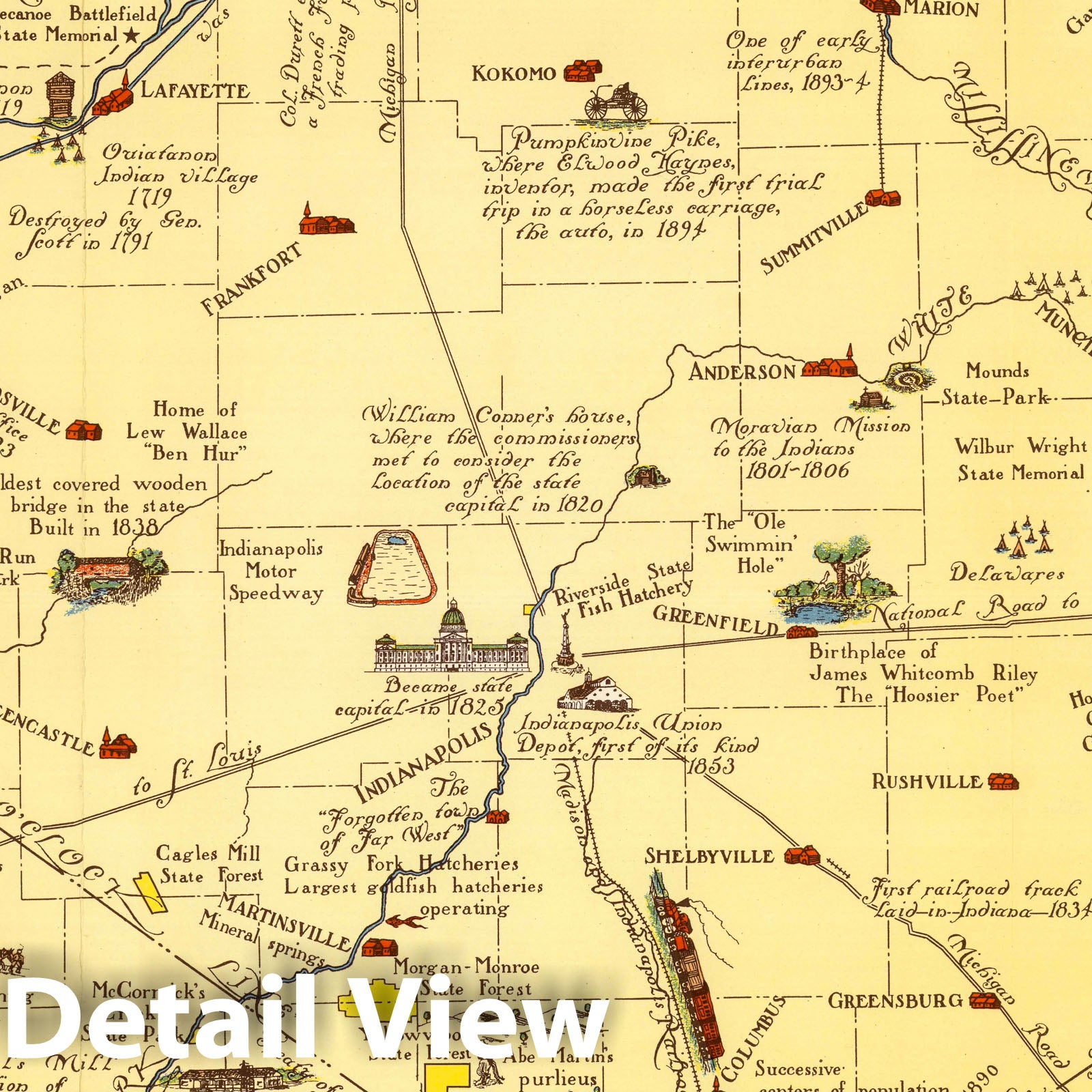 Indiana - Pictorial Map, 1954 - Historical Map Reproduction