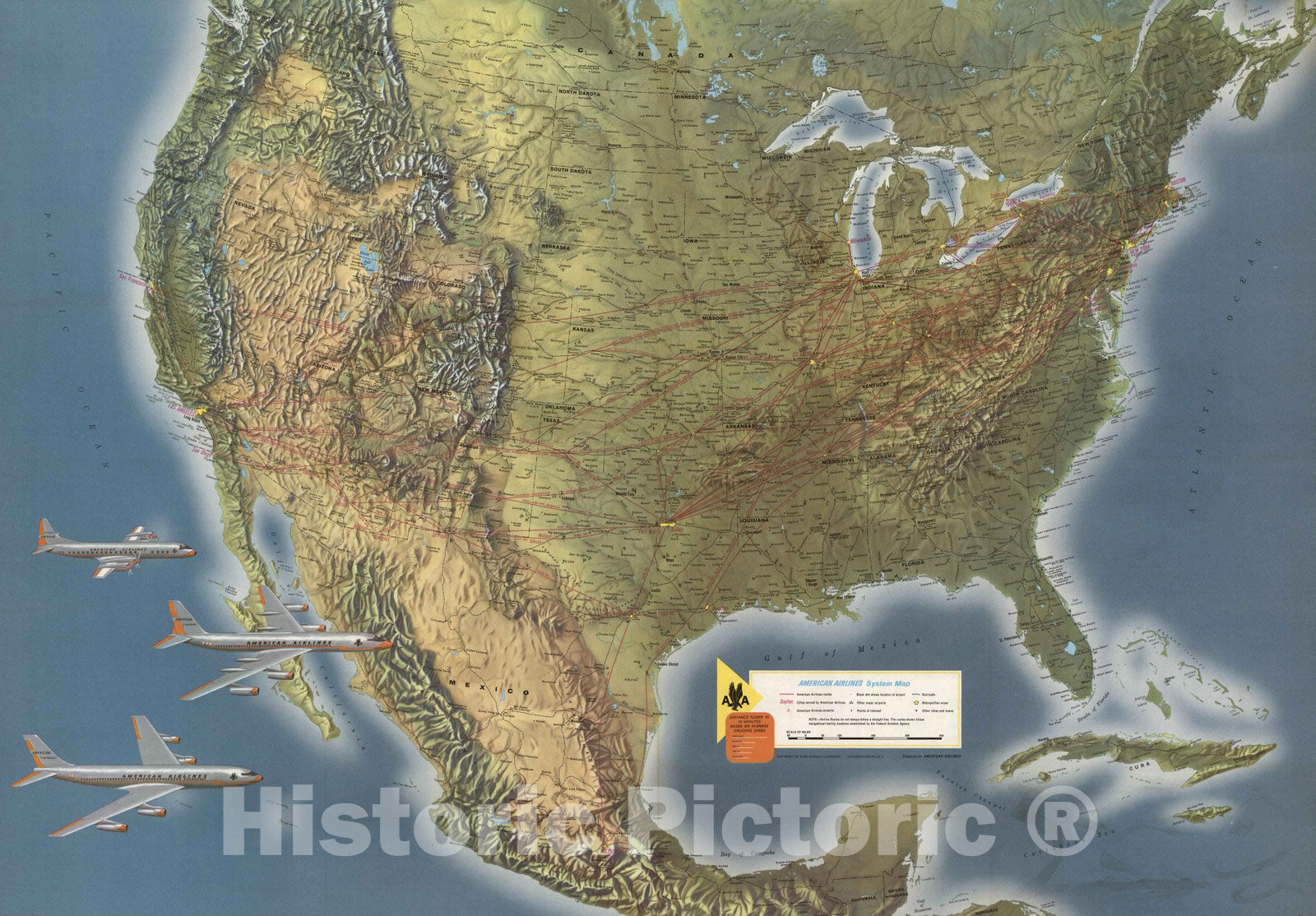 Historic Map : American Airlines System Map, 1962 v1