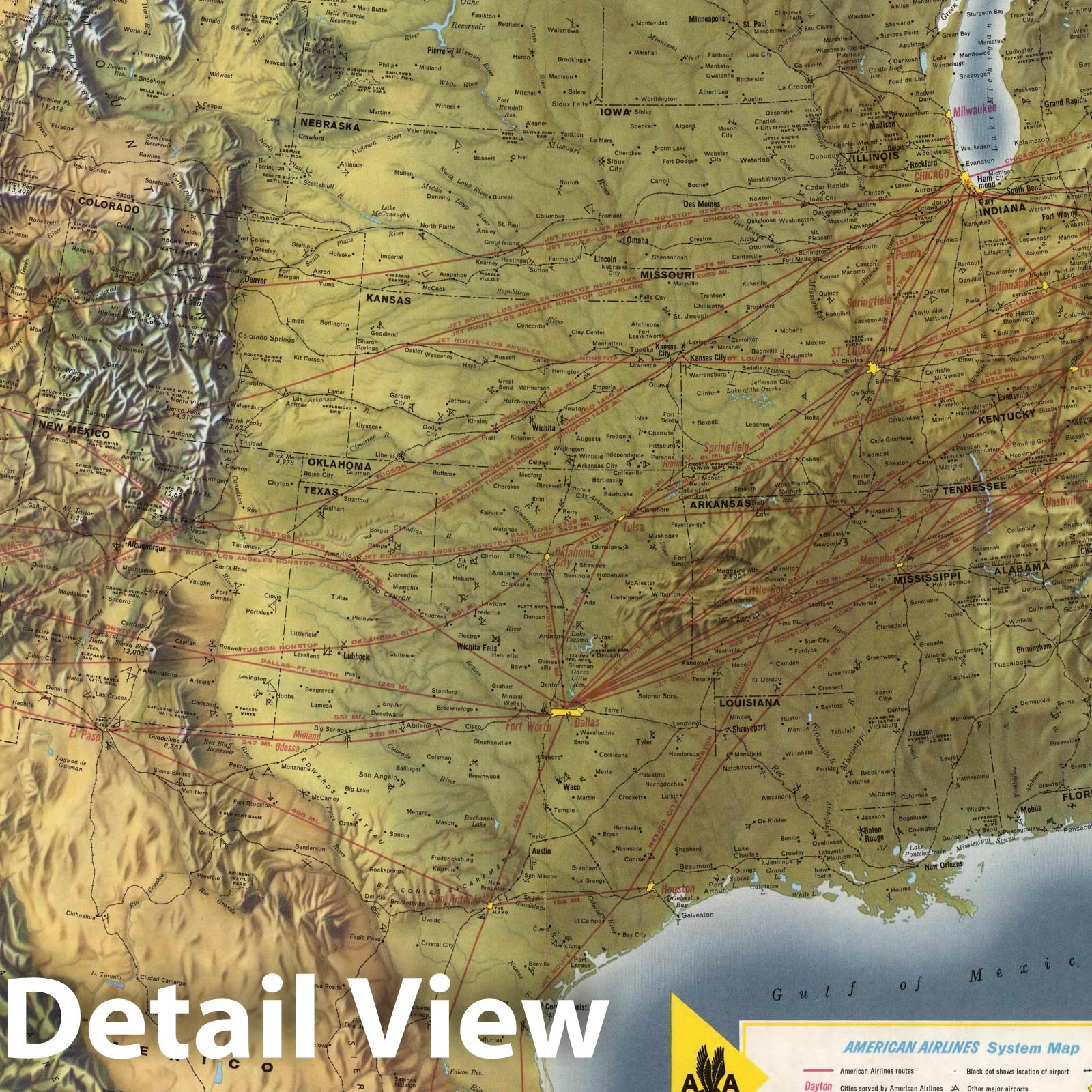 American Airlines - World Airline Routes, 1962 - Historical Map Print