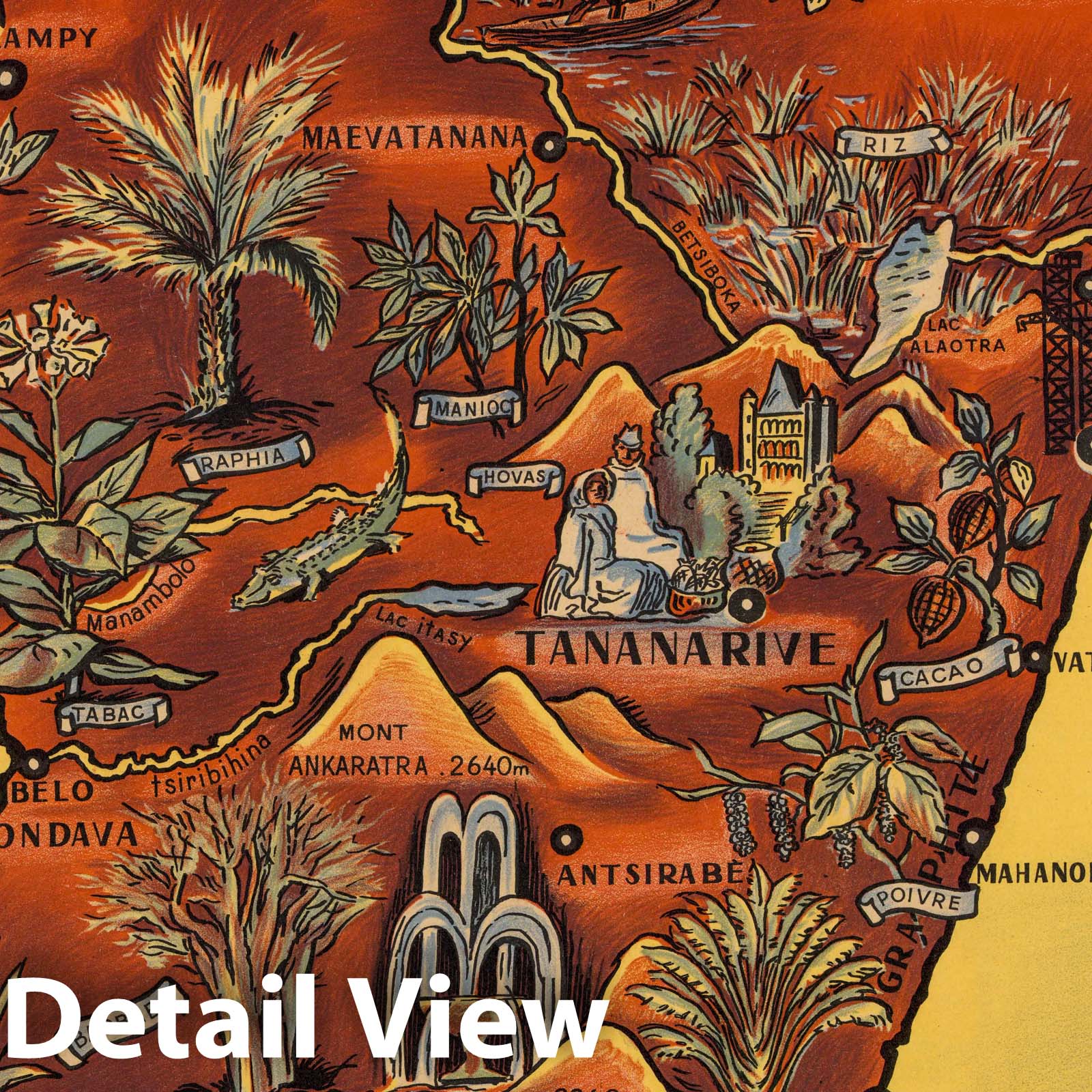 Madagascar - Pictorial Map, 1952 - Historical Map Reproduction