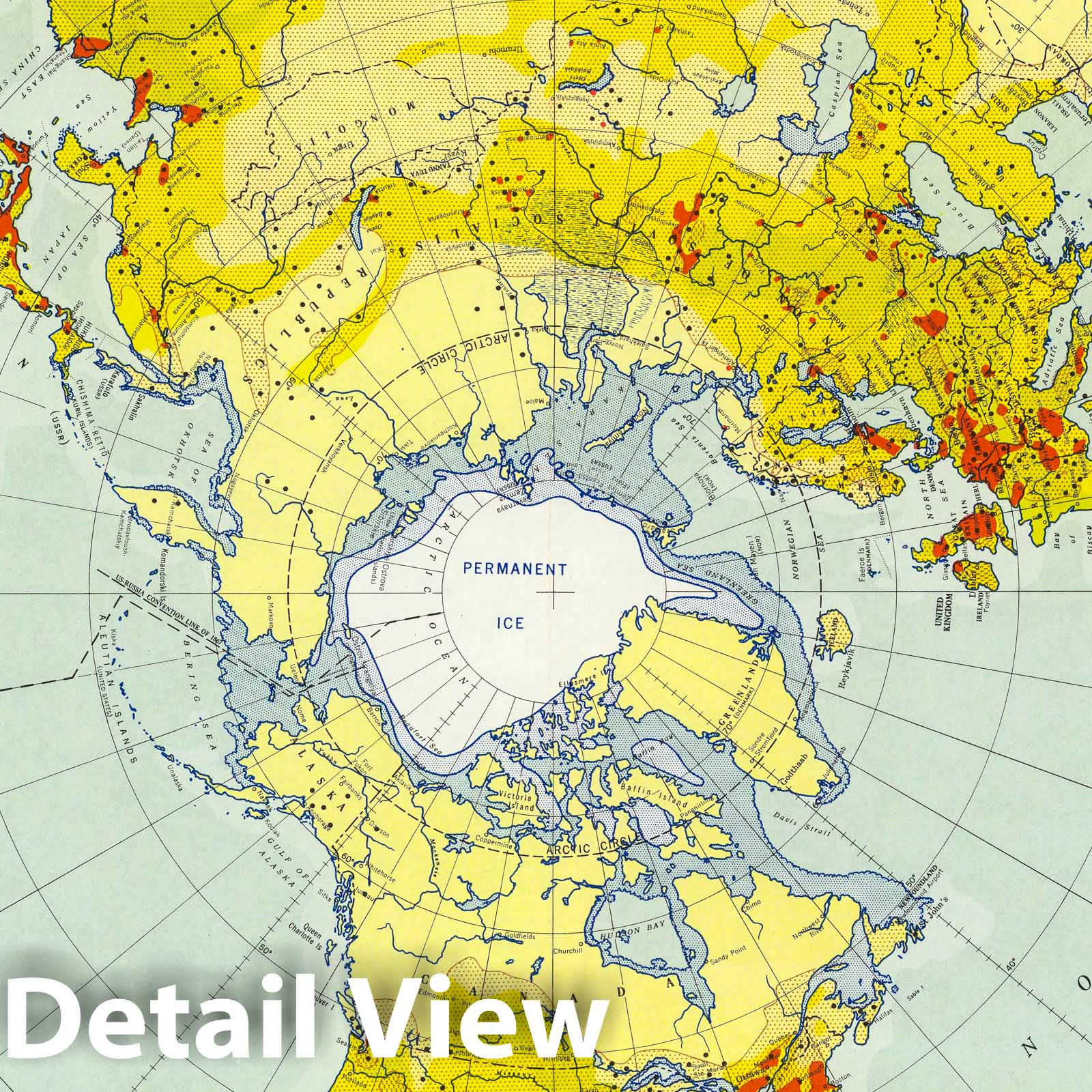 Northern Hemisphere - Economic Chart, 1957 - Historical Map Print