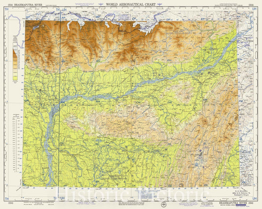 Brahmaputra River Region - Nautical Chart, 1954 - Historical Map Print