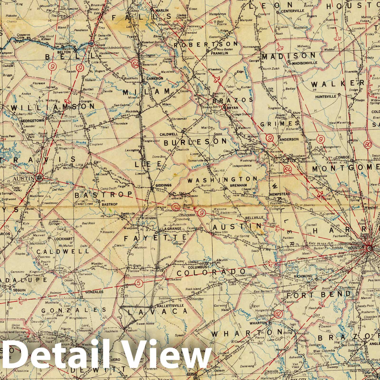 Texas, Eastern Division - Postal Map, 1948