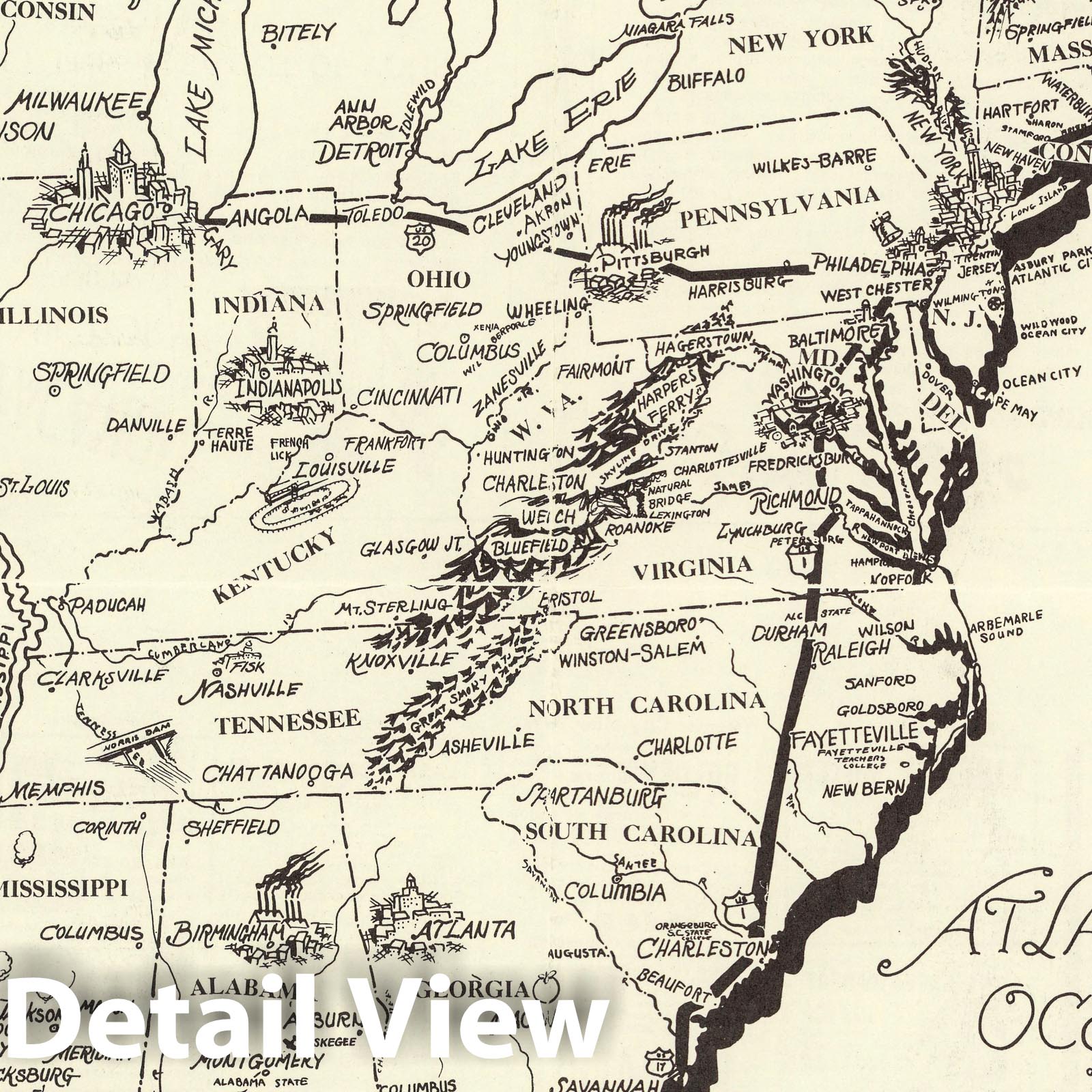 United States - Pictorial Map, 1942 - Historical Map Print