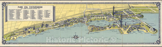 Historic Map : Pure Oil pathfinder map of a Century of Progress Exposition, 1934, 1934, Vintage Wall Decor