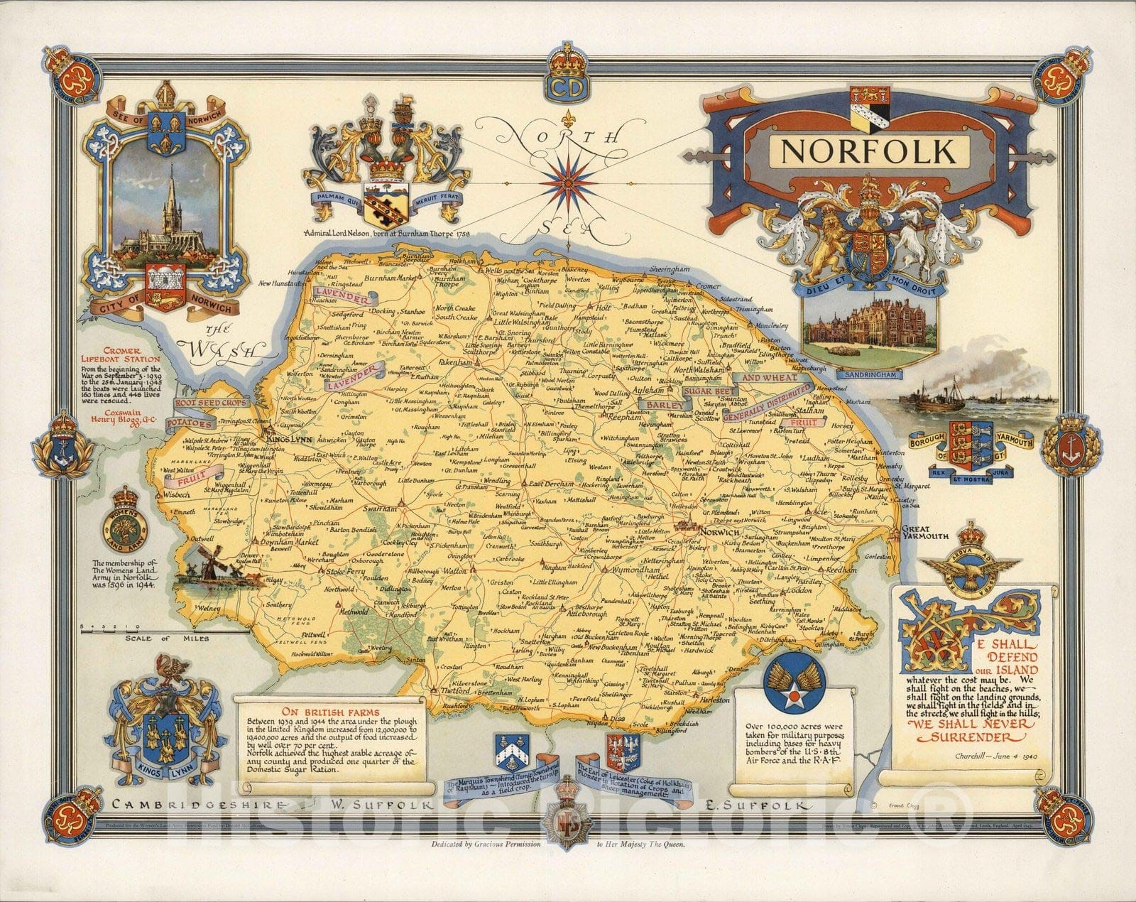 Historic Map : Norfolk 1945 - Vintage Wall Art