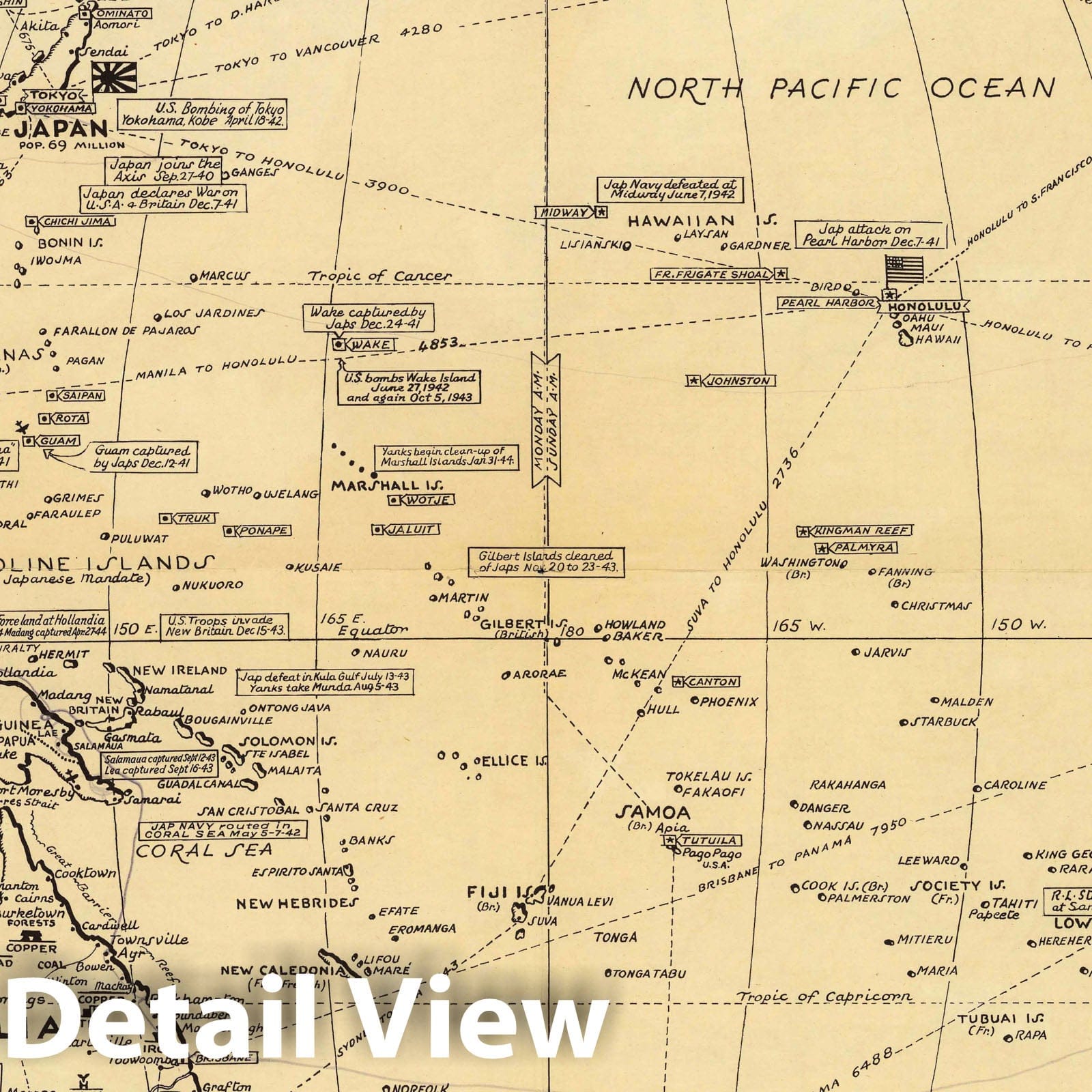 World War II Naval Bases and Theaters - Railroad Map, 1944