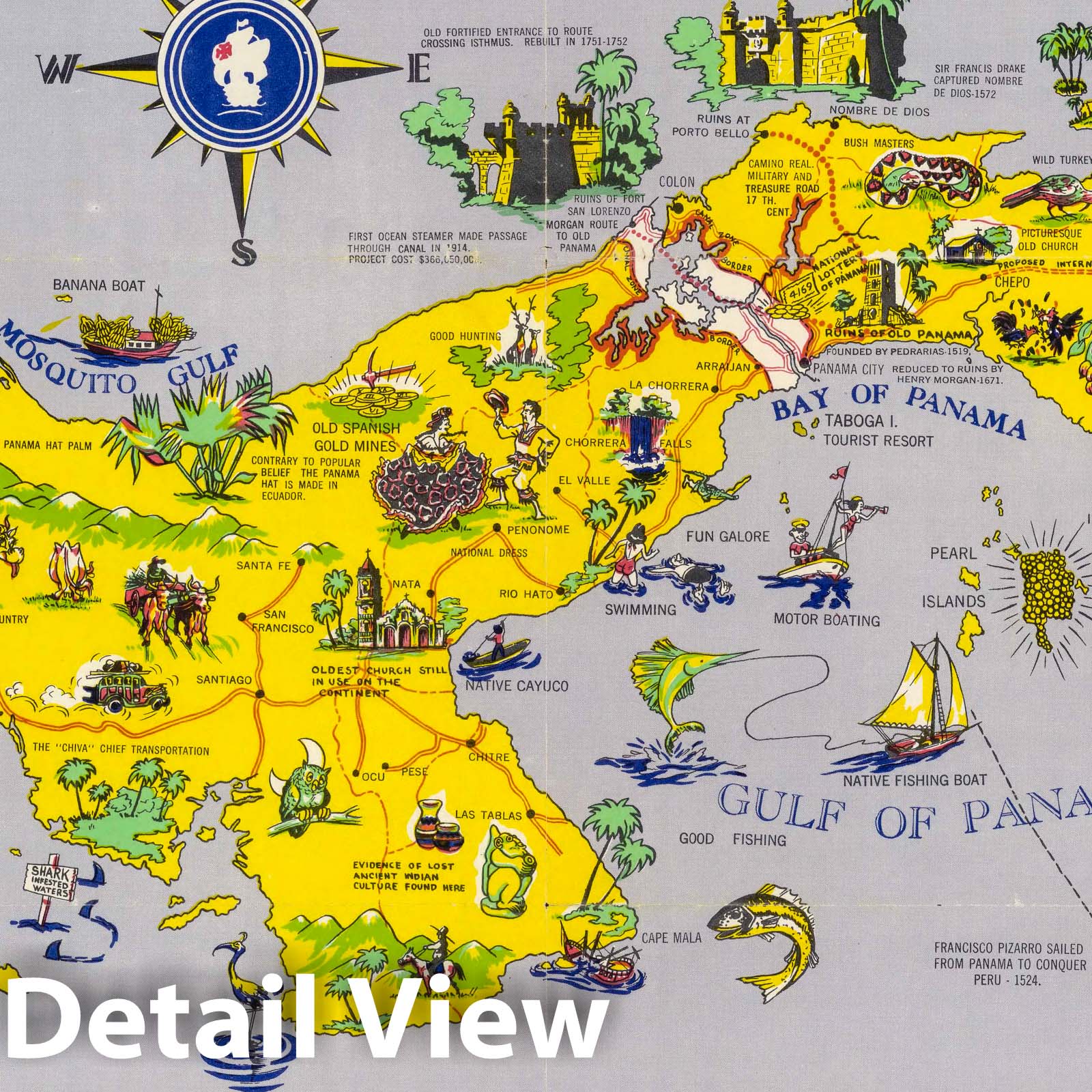 Panama and the Canal Zone - Pictorial Map, 1952