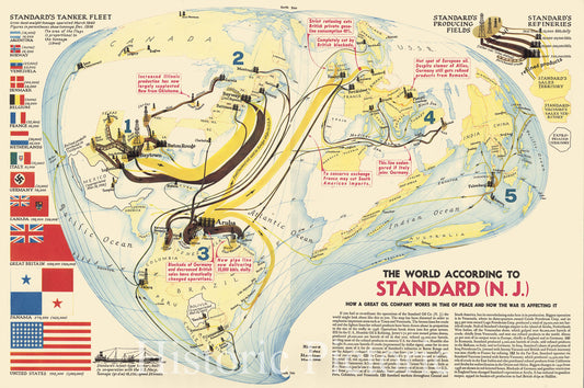 World War II: Standard Oil Operations - Pictorial Map, 1940