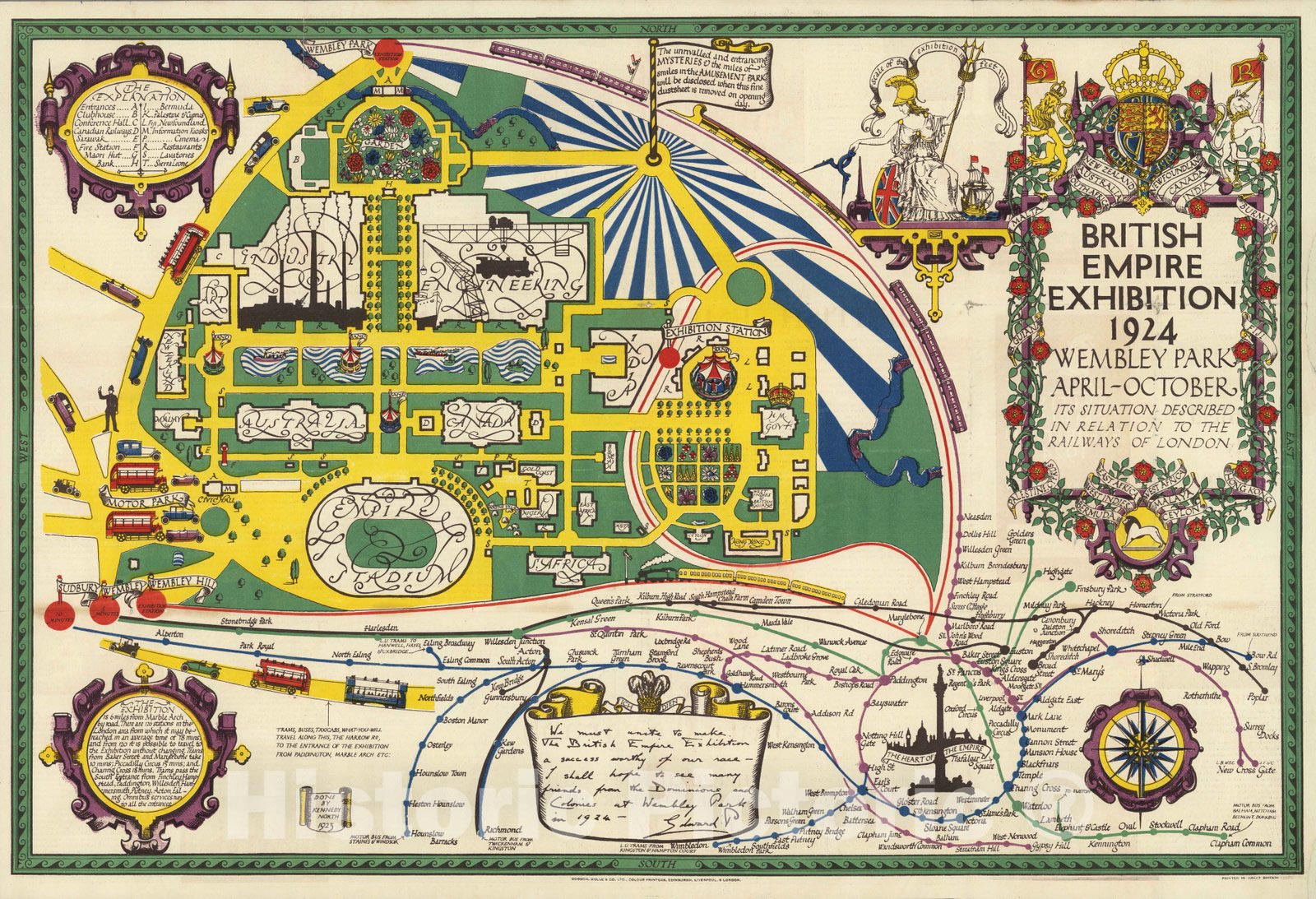 Historic Map : Pocket Map, British Empire Exhibition 1924 Wembley Park April-October 1924 - Vintage Wall Art