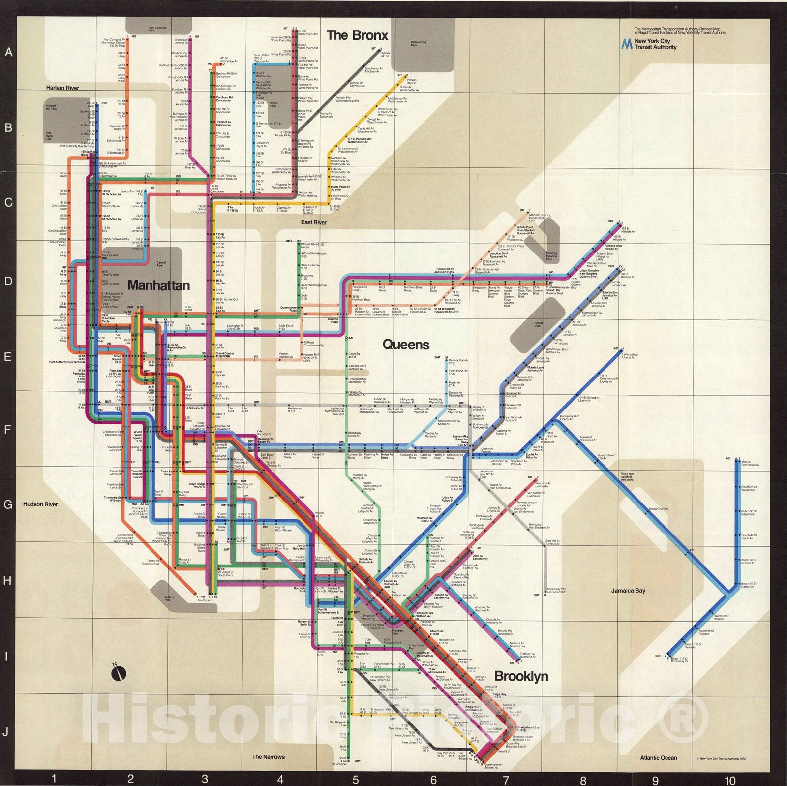 New York City Subway Map - 1972 Pictorial Transit Map Print
