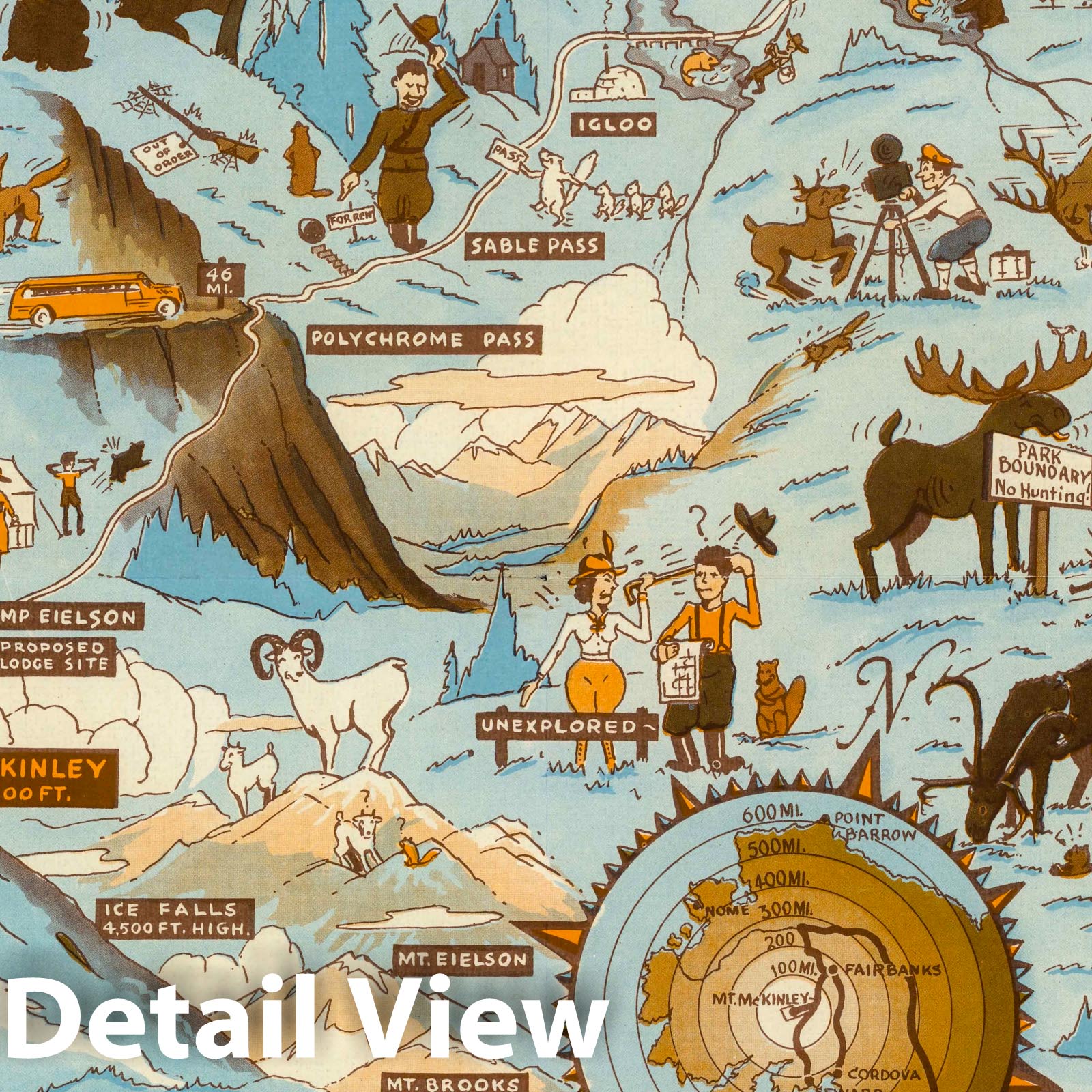 Mt. McKinley National Park, Alaska - Pictorial Map, 1937