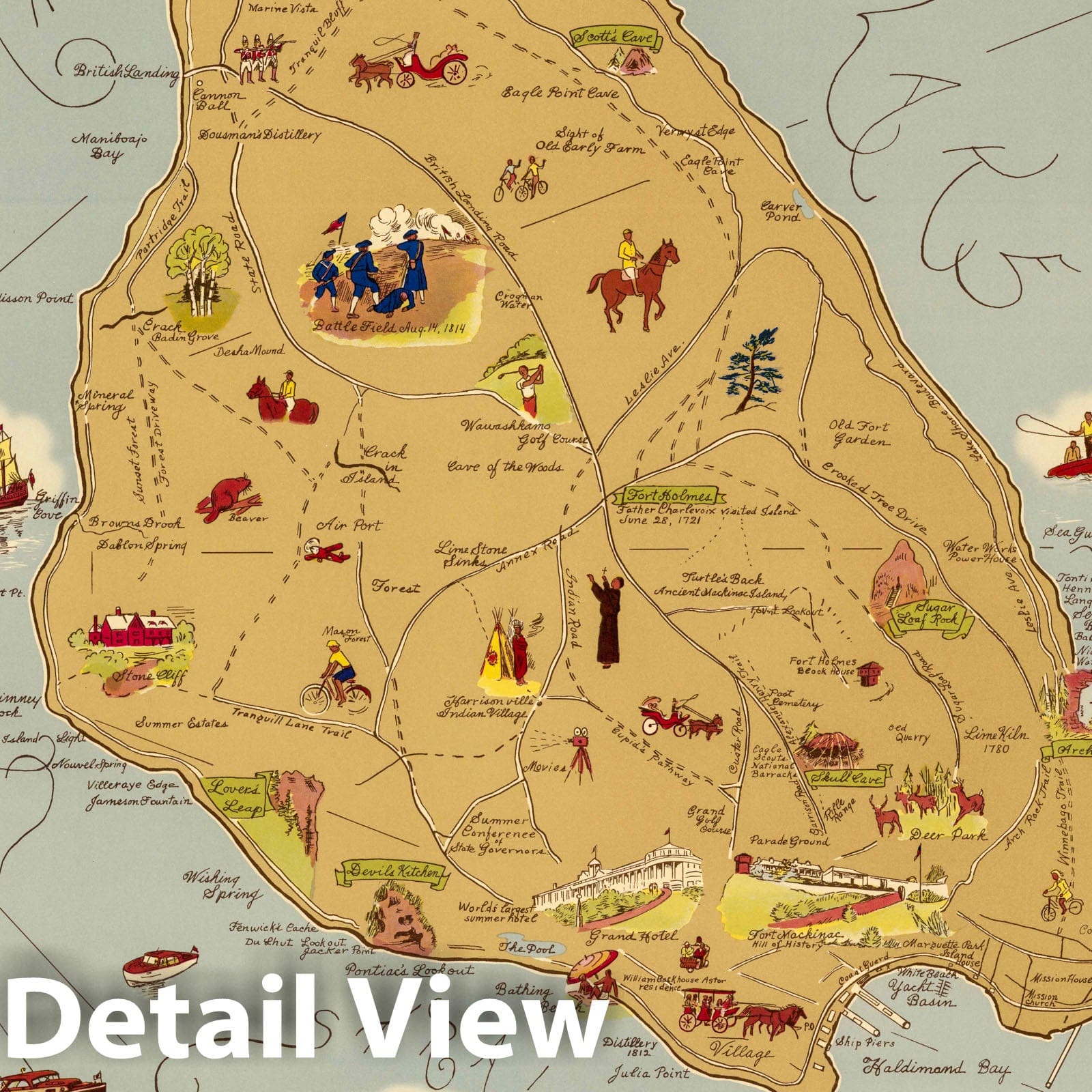 Mackinac Island, Michigan - Pictorial Map, 1955