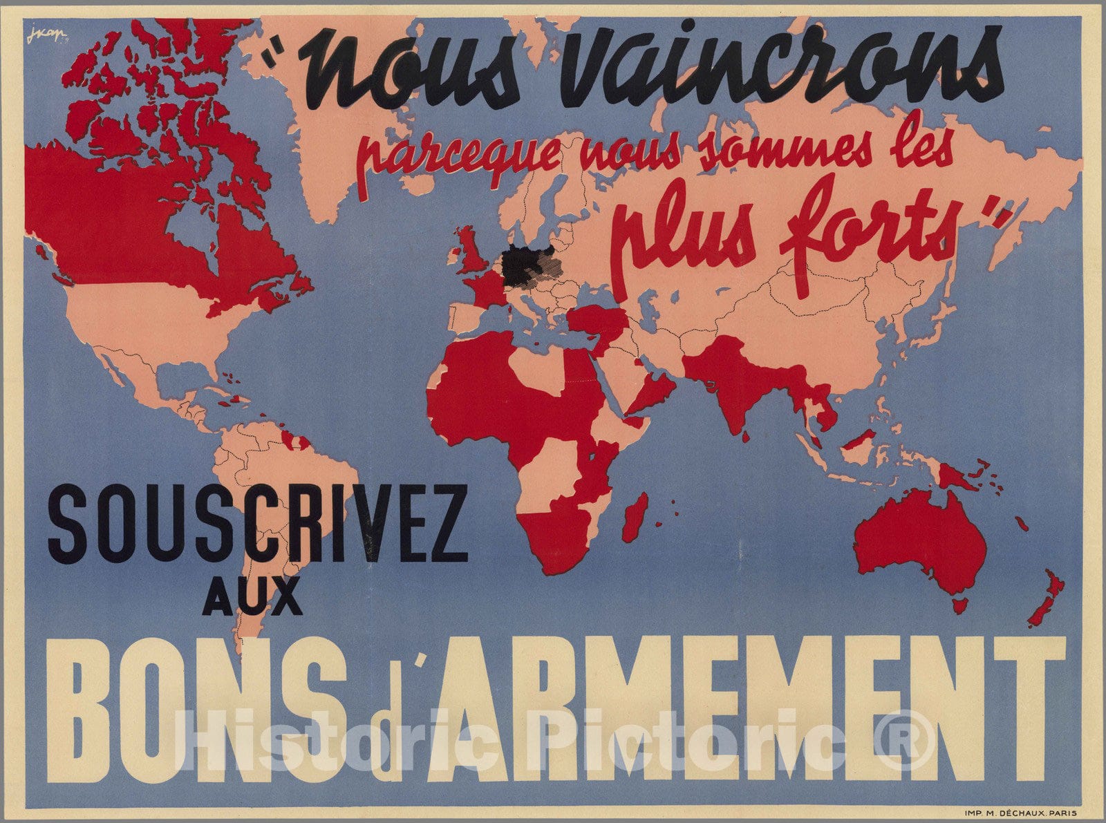 Historic Map : Nous vaincrons parce que nous sommes les plus forts 1939 - Vintage Wall Art
