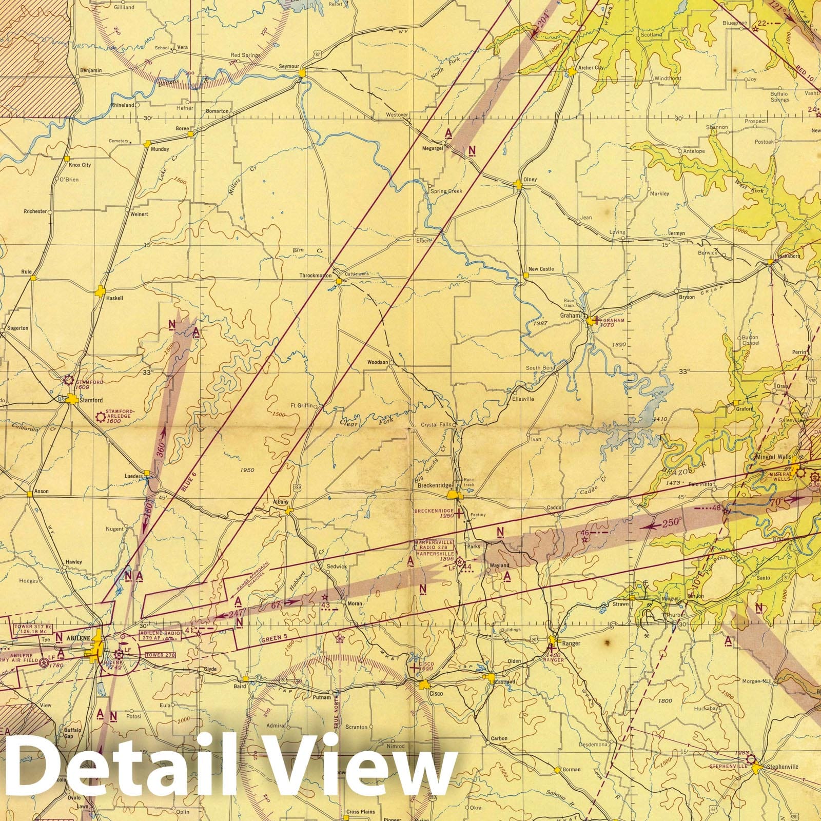 Dallas, Texas - Aeronautical Chart, 1944 - Historical Map Print