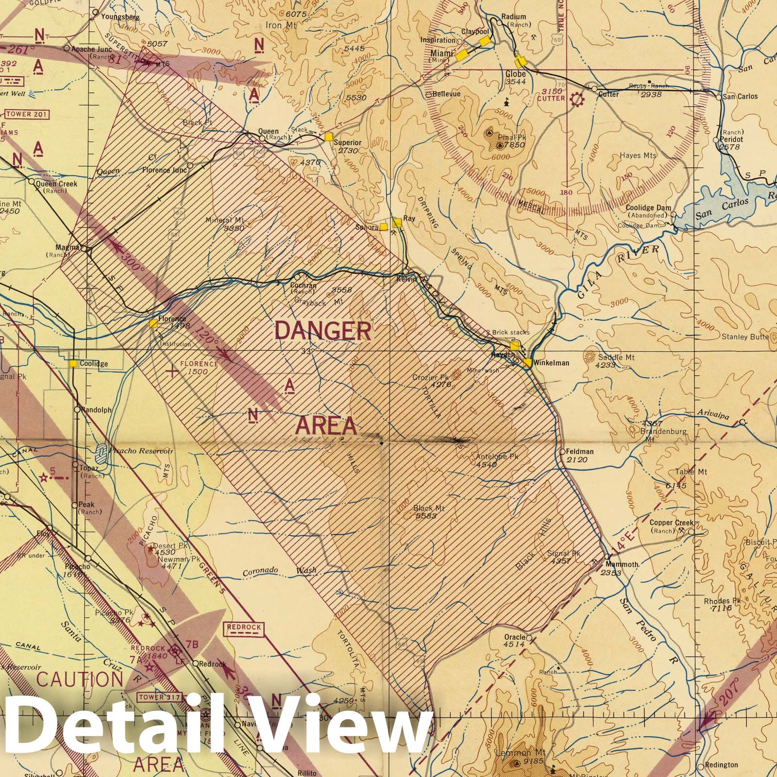 Phoenix, Arizona - Aeronautical Chart, 1944 - Historical Map Print