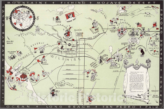 Historic Map : Hollywood Canteen, Sunset and Cahuenga (Map of Los Ageles), 1942 - Vintage Wall Art