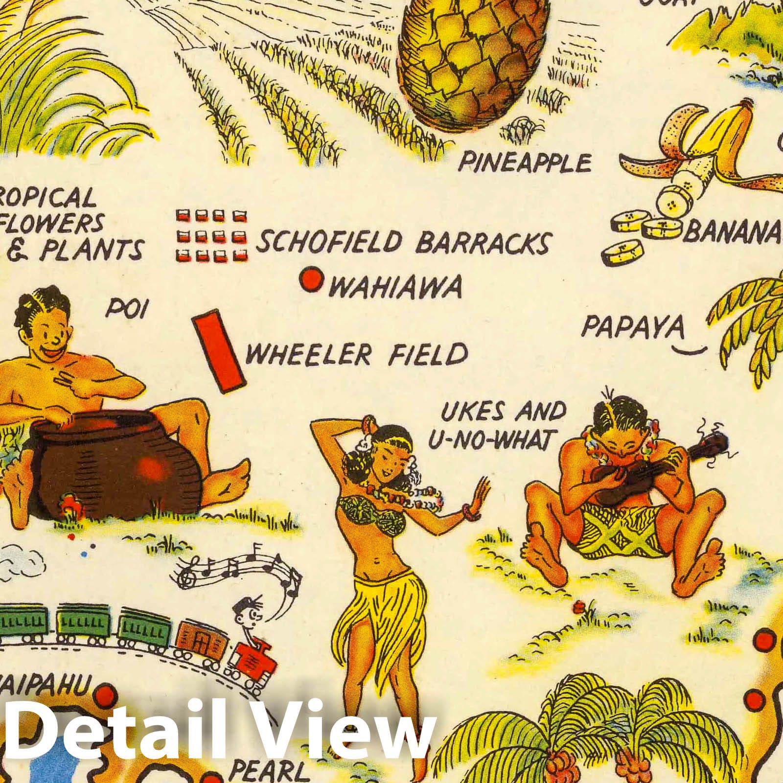 Oahu, Hawaii - Pictorial Map, 1946 - Historical Map Print