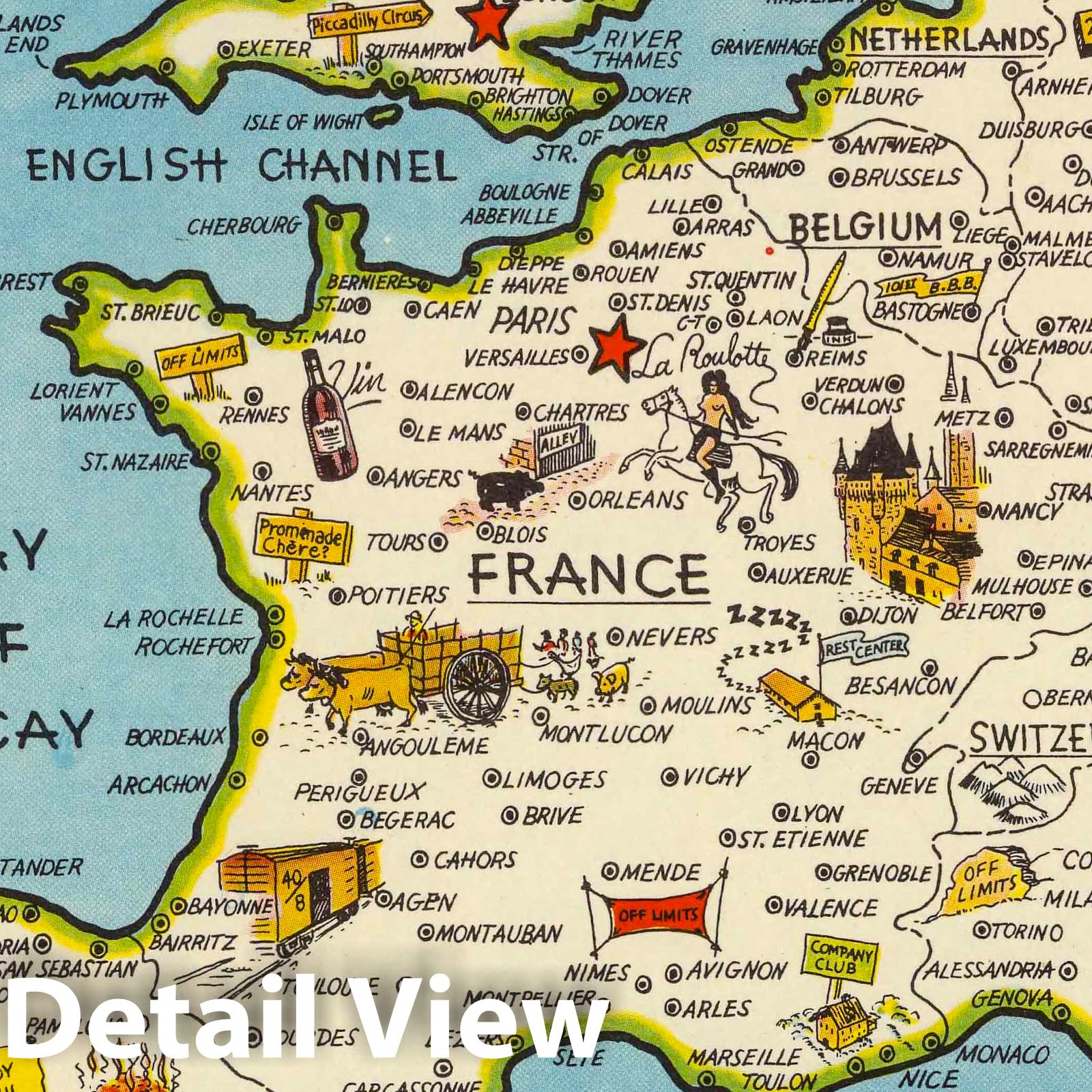 Europe - Pictorial Map, 1946 - Historical Map Print