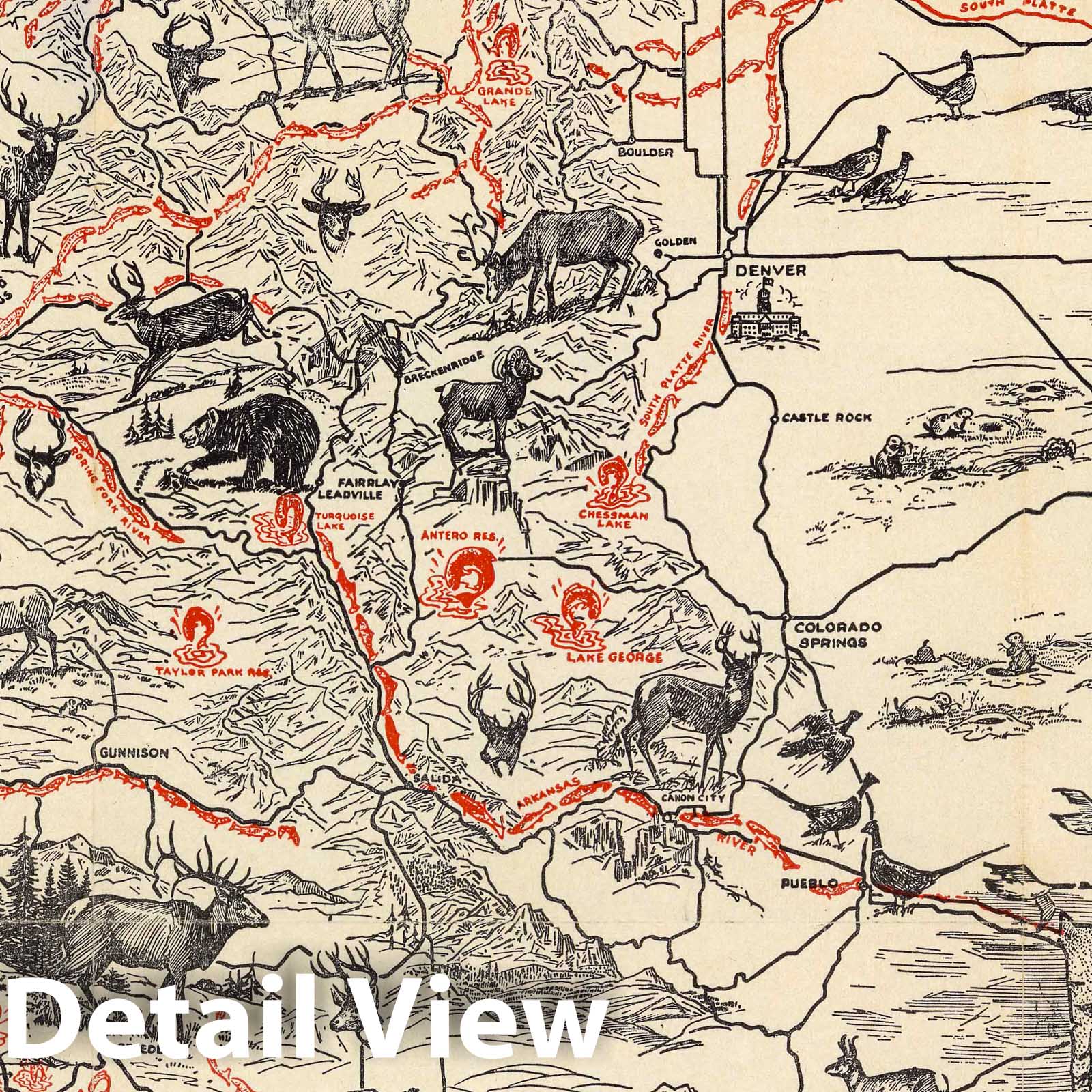 Colorado - Pictorial Map, 1950 - Historical Map Print