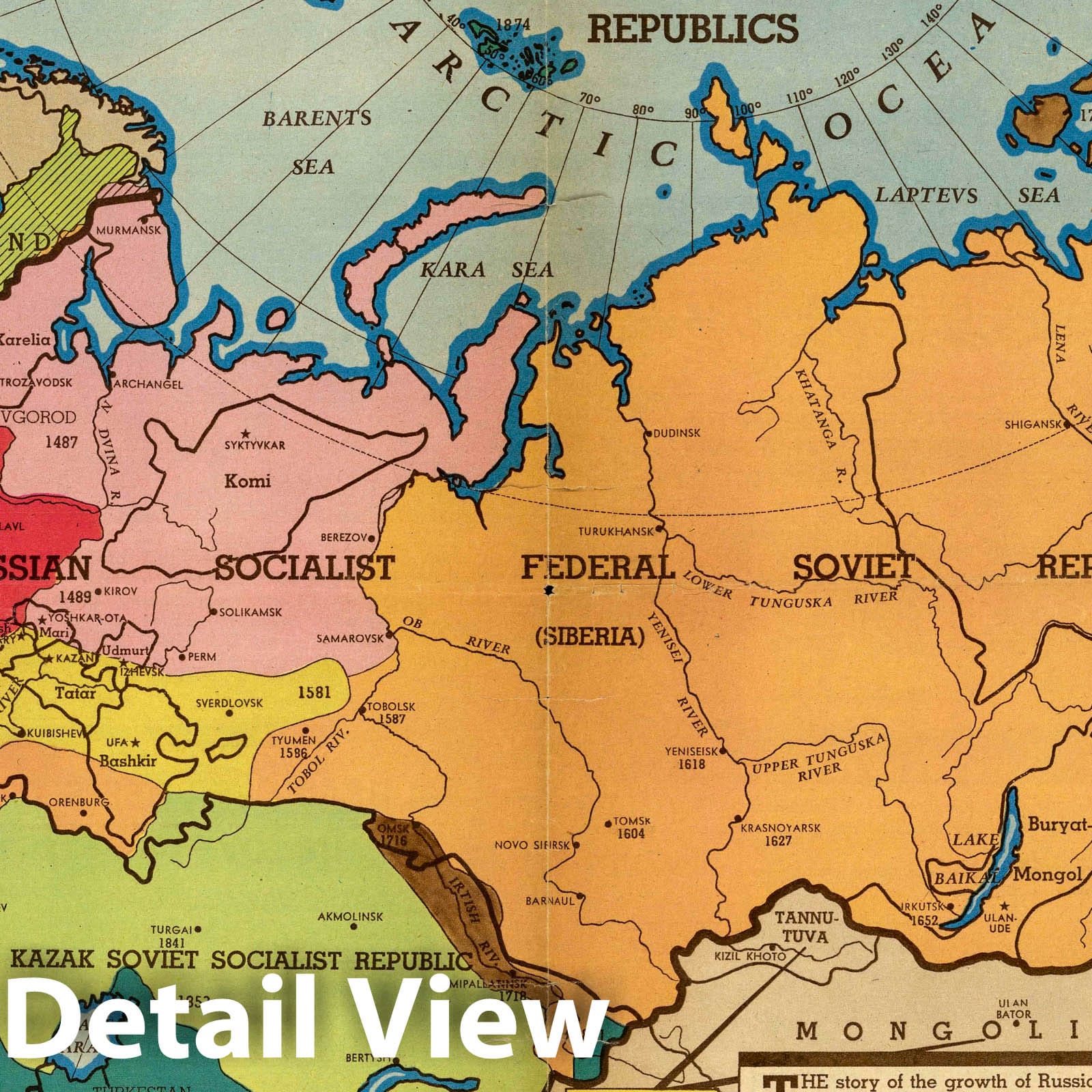 Russia - Pictorial Map, 1940 - Historical Map Print