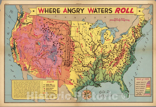 Historic Map : Where angry waters roll 1936 v1 - Vintage Wall Art
