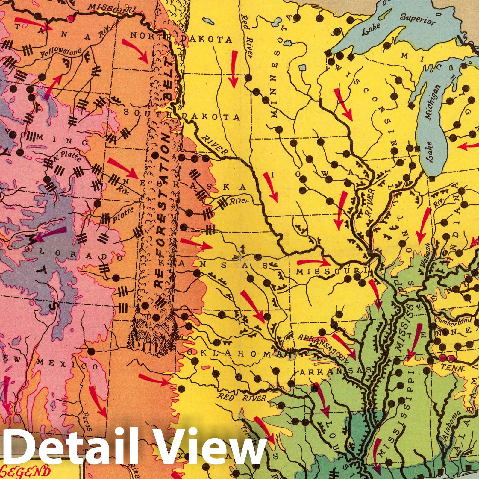 United States Rivers and Flood Map, 1936 - Historical Map Print