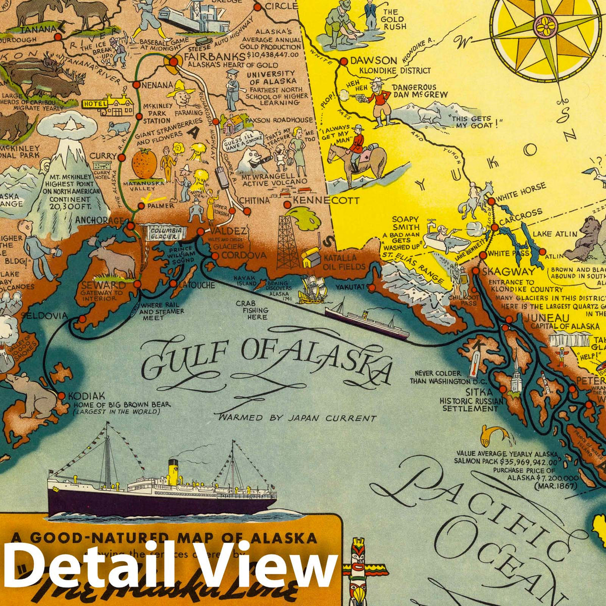 Alaska - Pictorial Map, 1939 - Historical Map Print