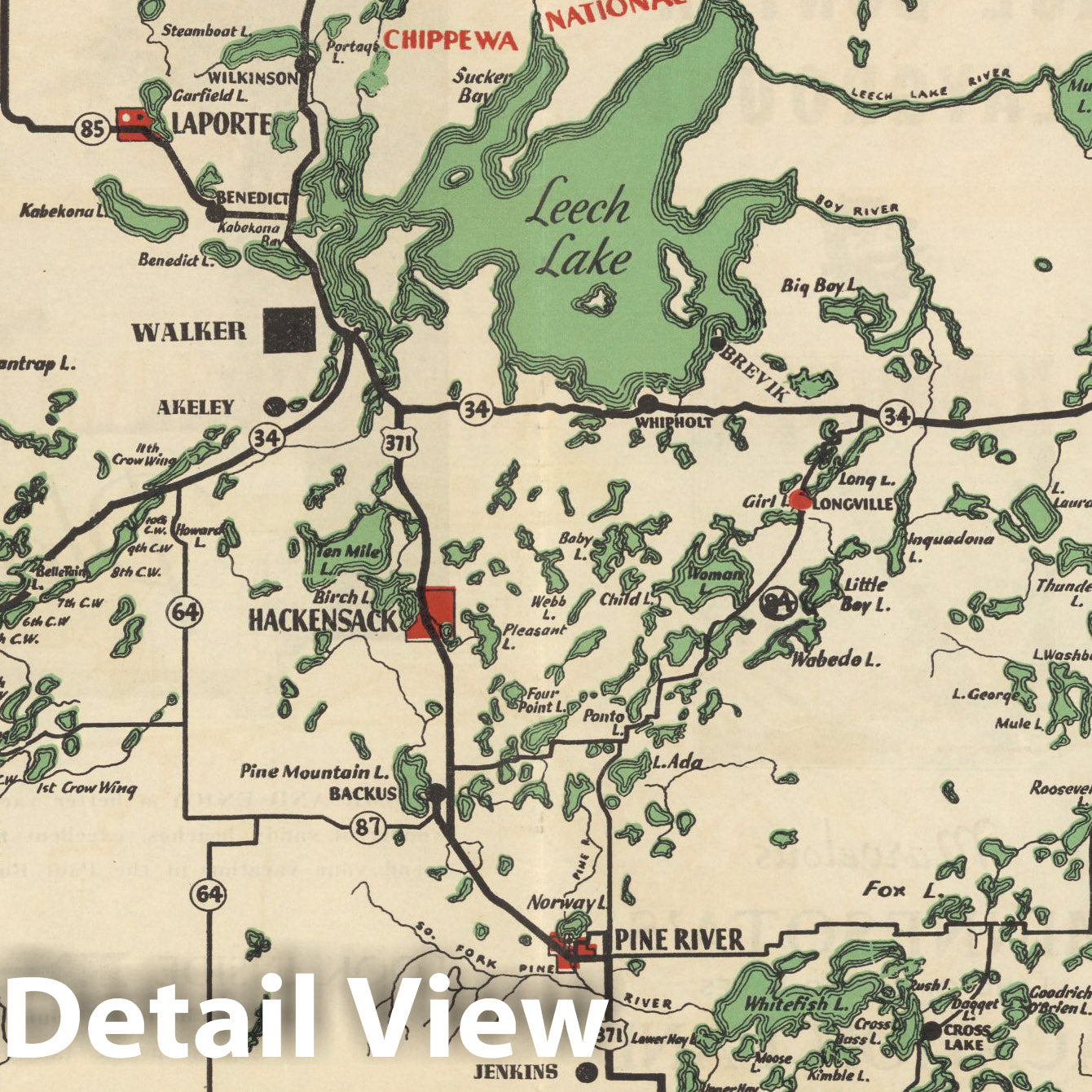 Northern Minnesota - Pictorial Map, 1936 - Paul Bunyan Tourism Print