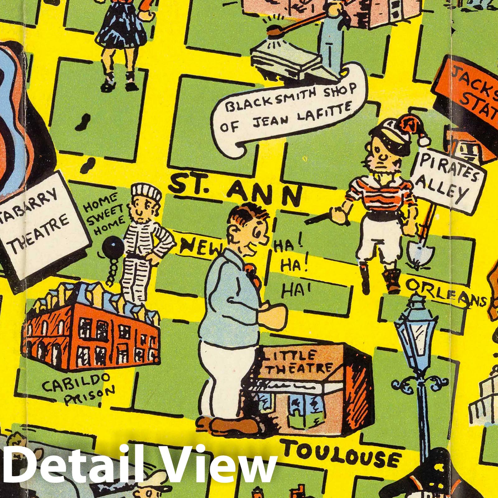 New Orleans Vieux Carre Pictorial Map, 1946 - Historical Map Print