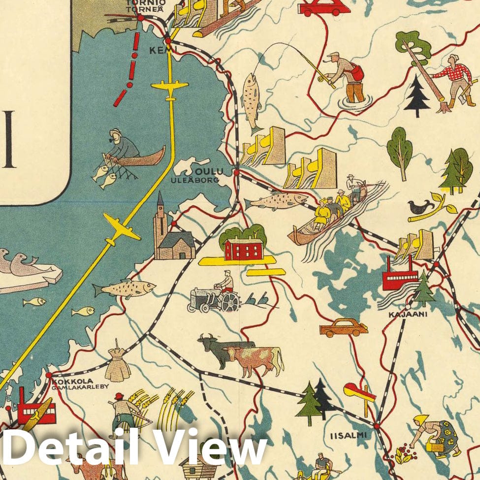 Finland - Pictorial Map, 1949 - Historical Map Reproduction
